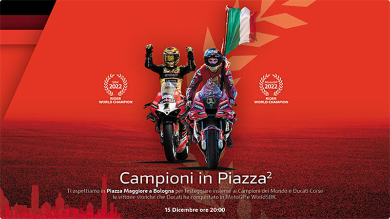 Campioni in piazza. Bagniaia e Bautista a Bologna